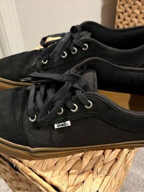 Vans Black Canvas Low Top Sneakers with Gum Sole